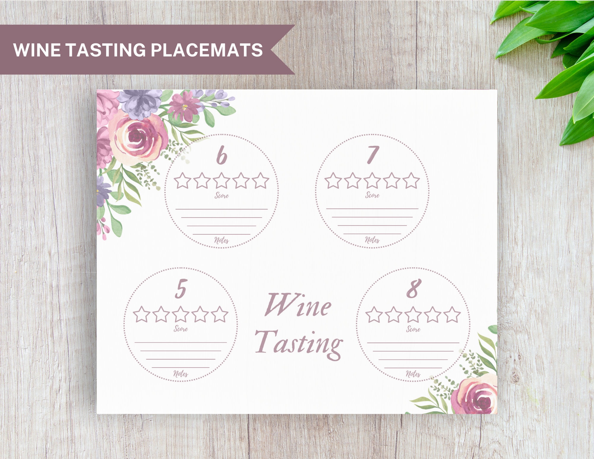 Wine Tasting Template Spring Wine Tasting Placemat Spring Wine Tasting ...