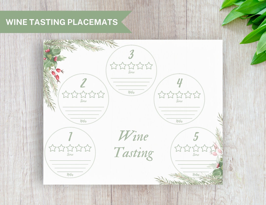 Wine Tasting Template Christmas Wine Tasting Placemat Christmas Wine ...