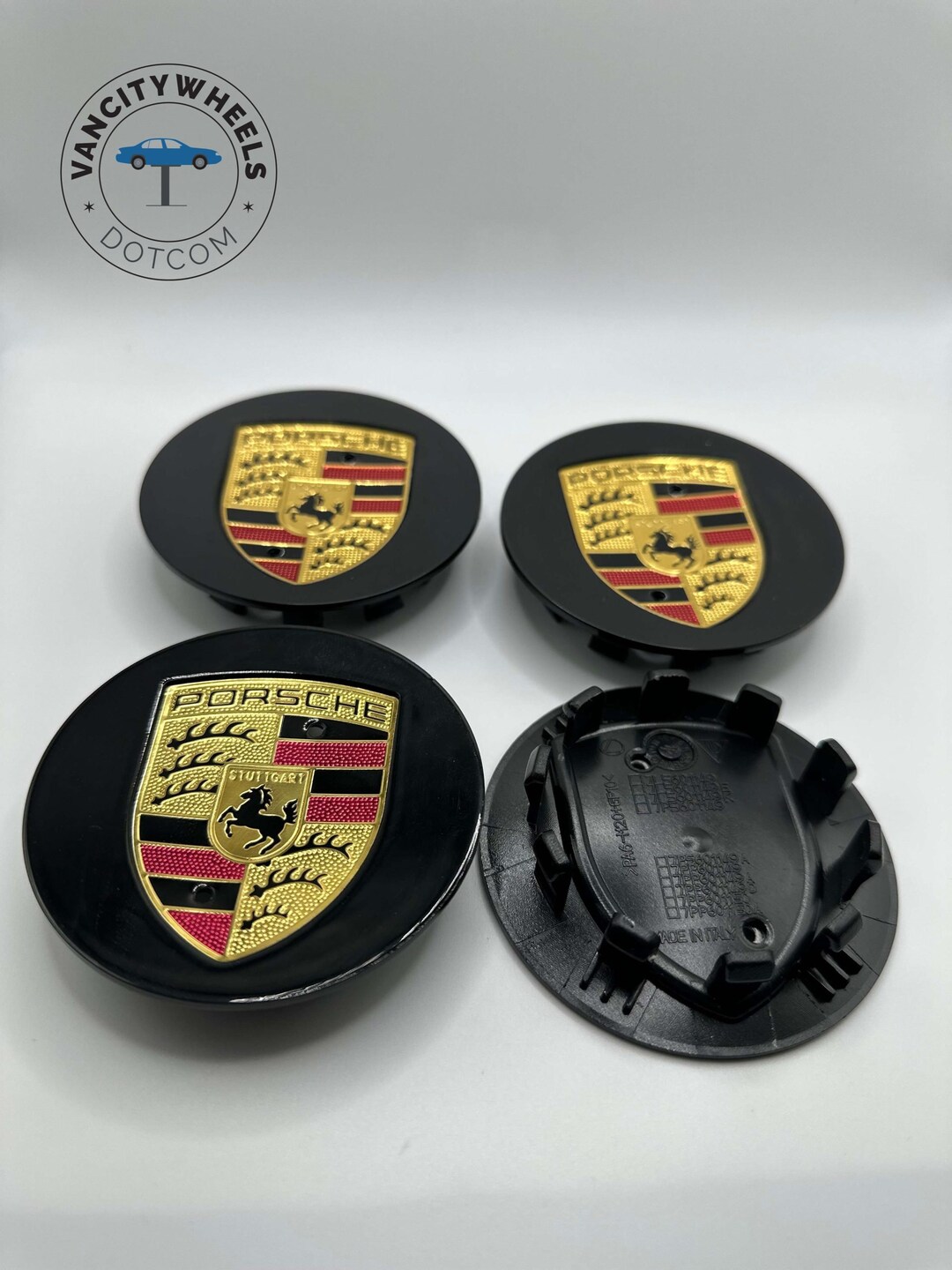 4 Porsche Hub Caps in Black Porsche Style Black Center Caps Etsy
