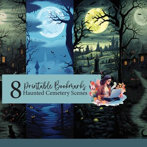 Spooky Cemeteries Printable Bookmarks for Halloween