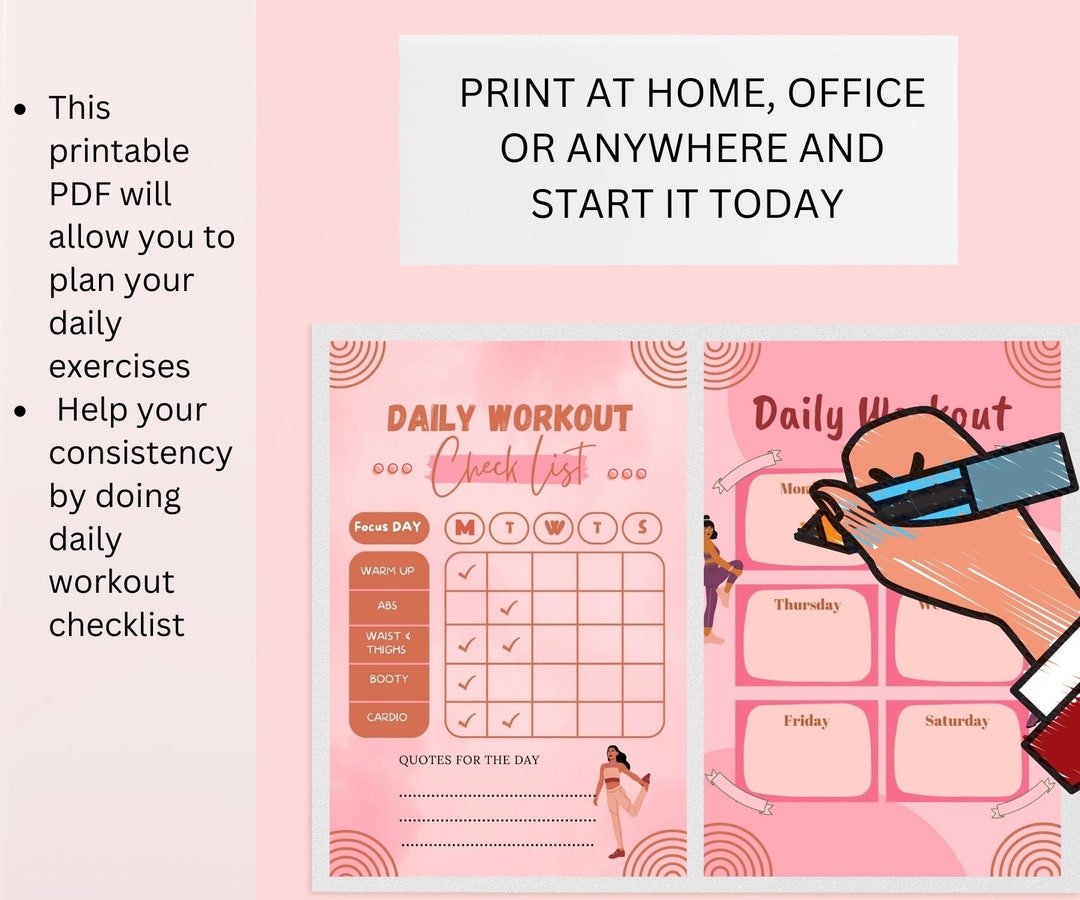 Digital Fitness Planner /meal Planner / Water Tracker / Pink Etsy