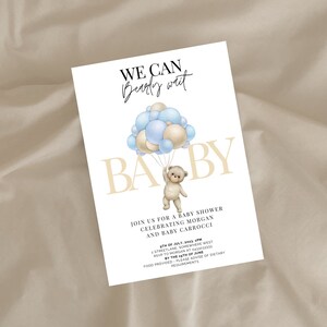 We can bearly wait baby shower invitation, gift registry, baby shower invitation, bear theme, teddy bear theme invite, bearly wait theme