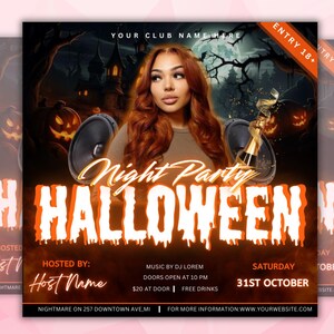 Halloween-Party-Flyer, Halloween-Nachtparty-Flyer, Flyer für die gruselige Jahreszeit, Dj Night Party Flyer, Oktober-Flyer