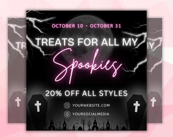 Halloween-flyer, speciale Halloween-flyer, Spooky Season-flyer, Spooky Szn speciale flyer, sociale media, Instagram, bewerkbare canva-sjabloon