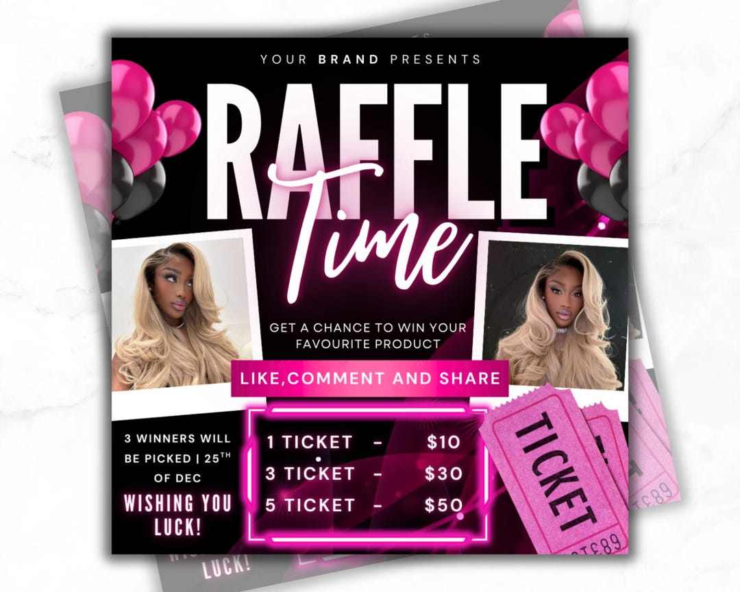Editable Raffle Flyer Template, Raffle Time, Ticket, Social Media ...