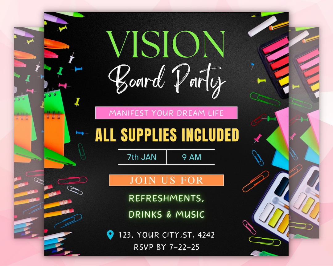 Vision Board Party Flyer, Vision Flyer, Manifesting Event Flyer, Board ...