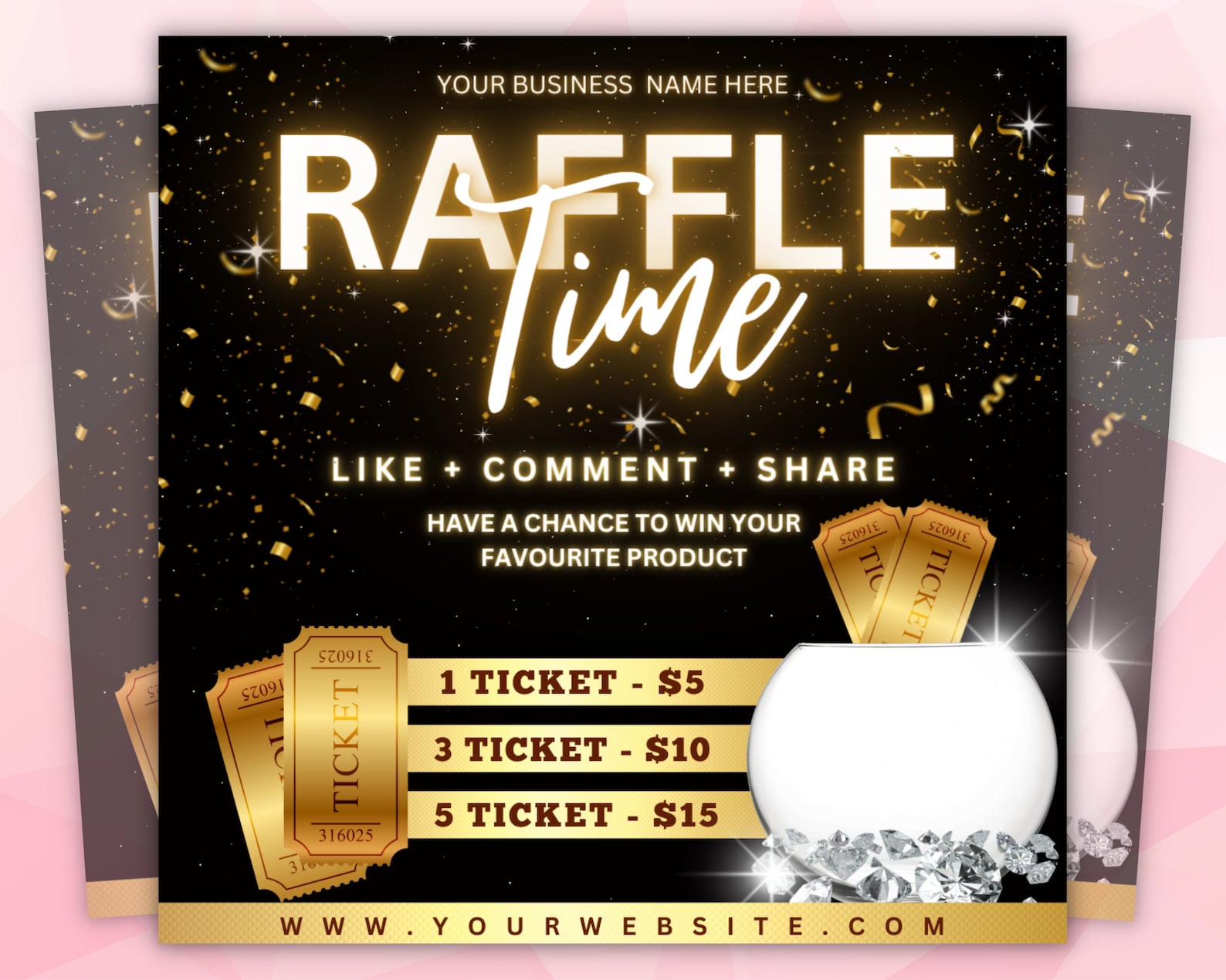 Raffle Flyer, Raffle Ticket Flyer, Giveaway Flyer, Hair Raffle Flyer ...