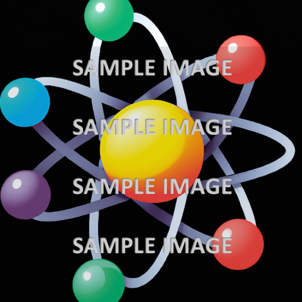 Atom Science Artwork- Chemistry, Physics, Biology- Presentation Artwork