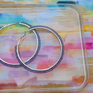 Large Brick Stitch Beaded Hoops