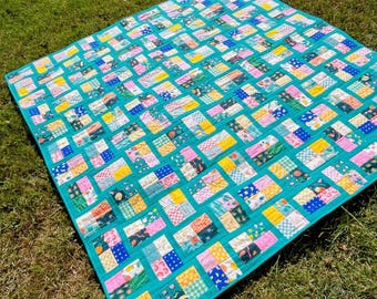 Food Theme Quilt: Handmade Cotton Patchwork Quilt (67"x72")