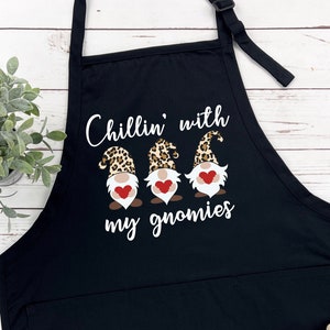 Chillin With My Gnomies Apron, Valentines  Gnomies Apron, Gnome Apron, Gnome Funny Valentines  Apron, Gnomies Party Apron