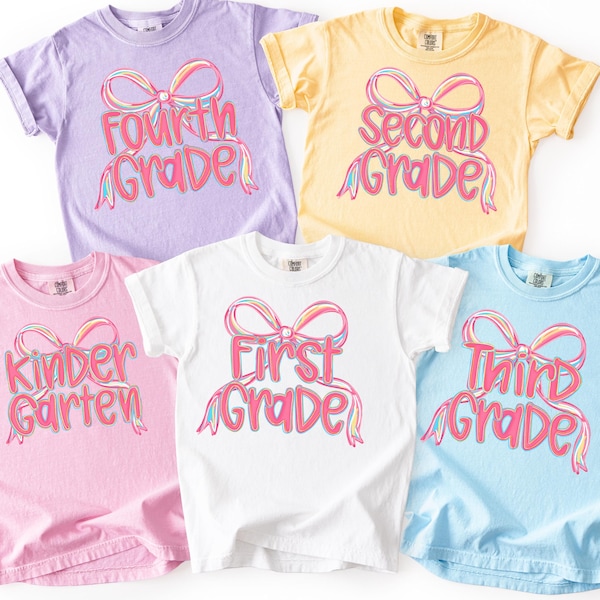 Comfort Colors 4th Grade Teacher Shirt: Coquette Bow Back to School Tee