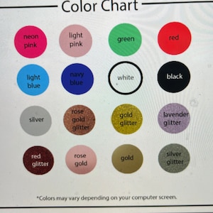 Puede incluir: Carta de colores con 16 muestras de colores diferentes. Los colores incluyen rosa ne&oacute;n, rosa claro, verde, rojo, azul claro, azul marino, blanco, negro, plata, brillo dorado rosa, brillo dorado, brillo lavanda, brillo rojo, oro rosa, oro y brillo plateado.