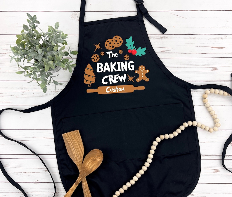 Christmas Apron Holiday Gift Apron Personalized Cookie Crew Apron Holiday Baking Apron