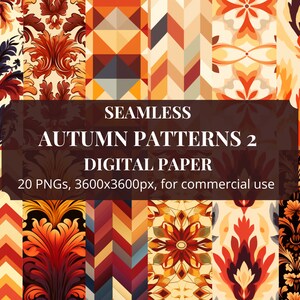 Seamless Autumn Patterns, fall digital paper, instant download, for commercial use
