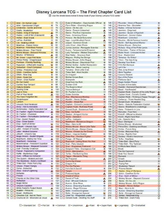 Lorcana - The First Chapter Card List