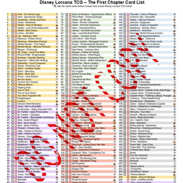 Lorcana Liste des cartes du premier chapitre Etsy France