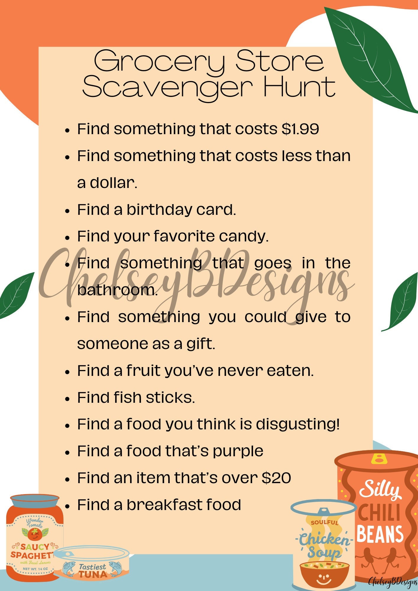 Grocery Store Scavenger Hunt Etsy