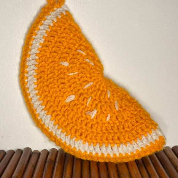 Orange fruit crochet potholder