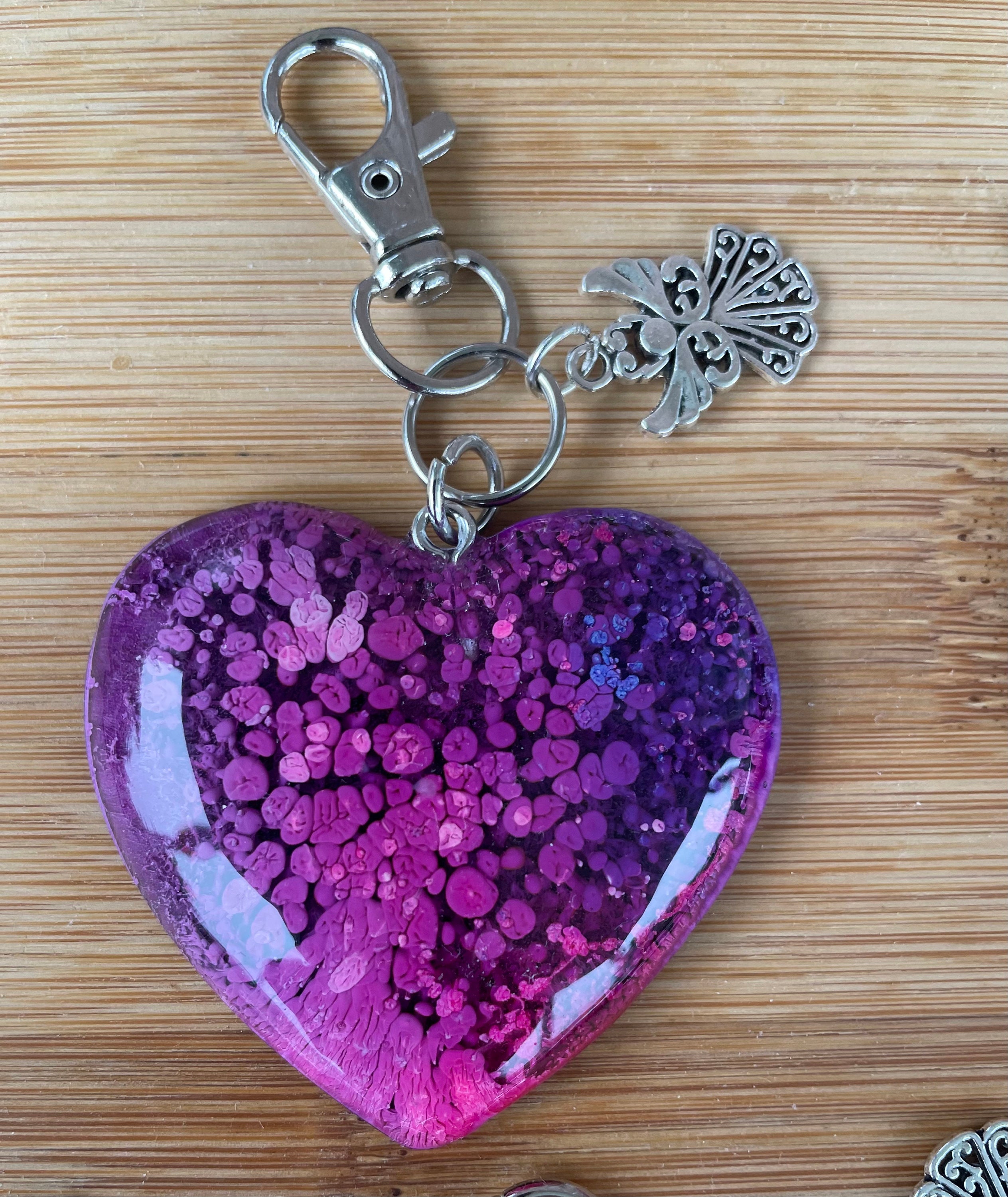 ◆VVV◆ Heart Ribbon Angel Chain Strap Keyring 24FWKR033F Rofusn Lock and Key Bracelet Necklace Set: Stainless Steel