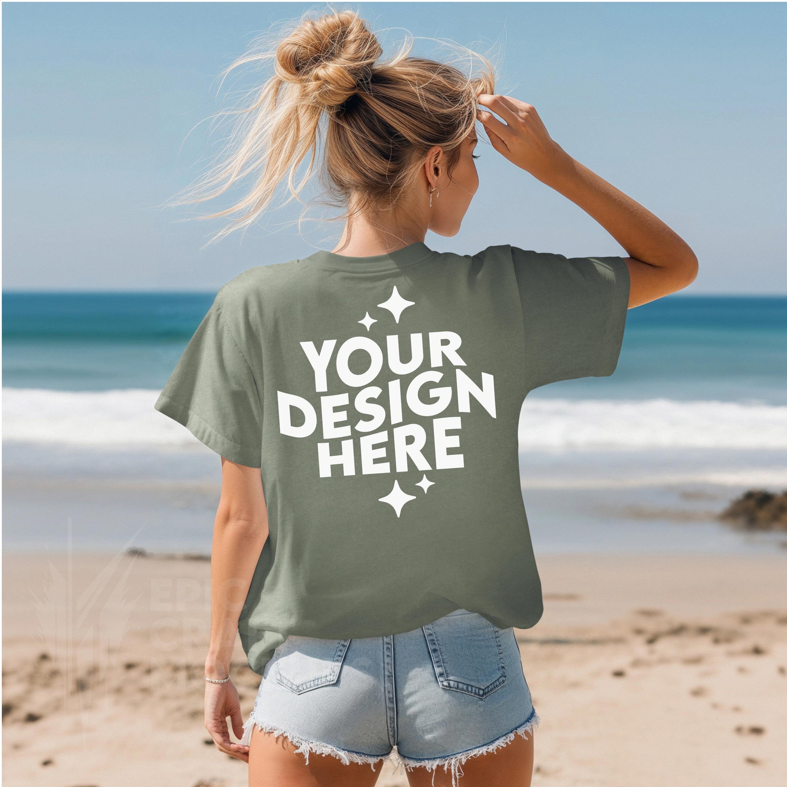 Moss Back Comfort Colors 1717 Mockup Summer Beach Woman Oversized
