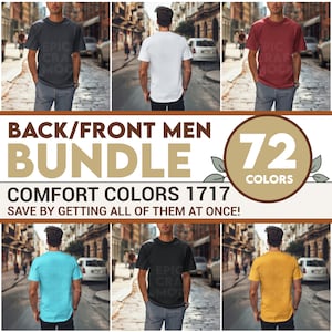 Bundle Fronte e retro Colori Comfort 1717 Mockup Bundle Tshirt da uomo, POD Urban Young Man Shirt Summer Tee, Modello maschile Mock Up Stampa su richiesta