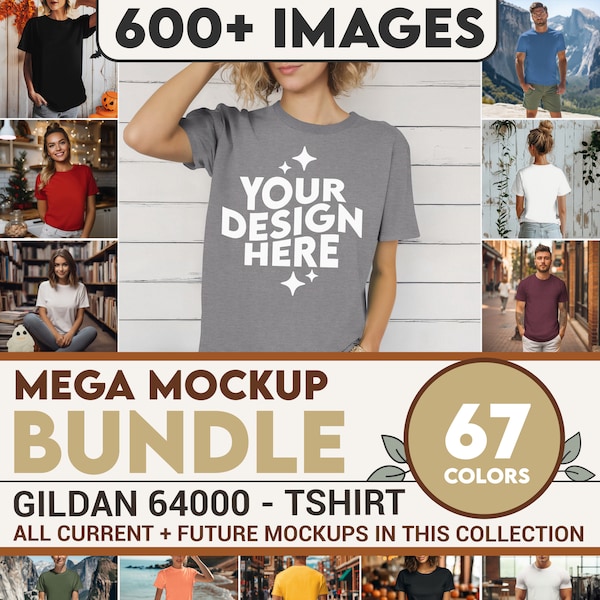 Gildan 64000 Mockup Bundle Tshirt, Gildan 64000 Shirt Bundle, Gildan Model Mockups, Whole Section Bundle, Lifestyle Mockups, Mockup Photos