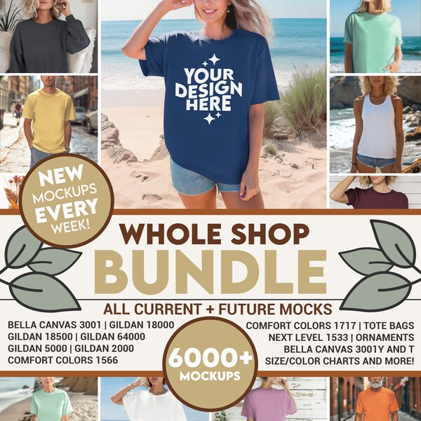 Entire Shop Bundle Full Store Access, Ultimate Mega Whole Shop Mockup Bundle Boho Model Mockups, Print On Demand, POD Product Photography