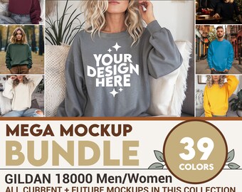 Gildan 18000 Mockup Bundle, 18000 Sweater Bundle, Gildan Model Mockups, Whole Section Bundle, Lifestyle Mockups, Sweatshirt Mockup Photos