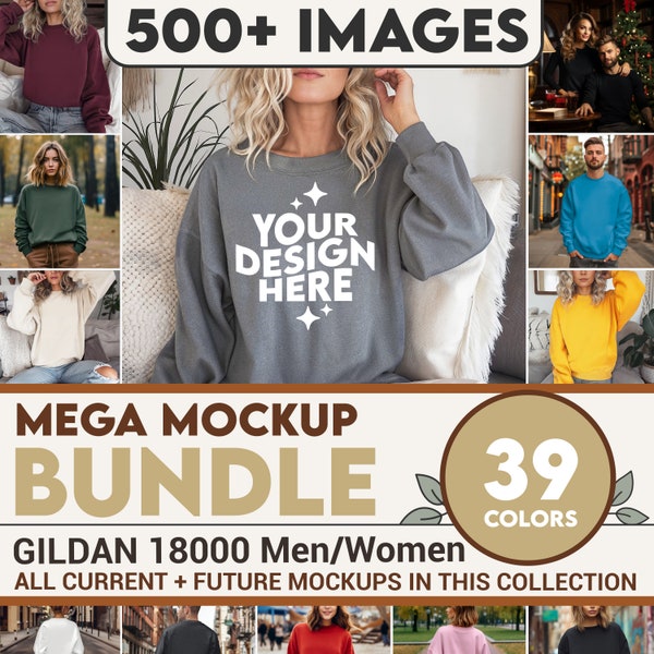 Gildan 18000 Mockup Bundle, 18000 Pullover Bundle, Gildan Modell Mockups, ganzer Abschnitt Bundle, Lifestyle Mockups, Sweatshirt Mockup Fotos