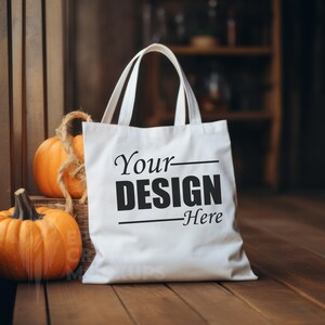 Halloween Tote Bag Mockup White Canvas, Tote Bag Mock up Fall Shopping Bag Mockup Autumn, Halloween Tote Bag Mock Ups Canvas Bag Mockup Mock