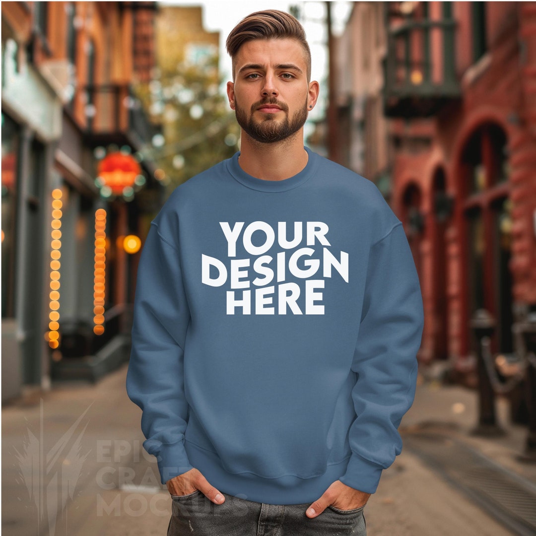 Gildan G18000 - Sudadera de vellón con cuello redondo para hombre