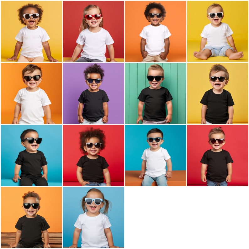 Bella Canvas 3001T Mockup Bundle Toddler Tshirt, Kids Shirt Mockup Small Boys and Girls, Studio Lighting Mock Ups Baby POD BC 3001T Trendy image 2