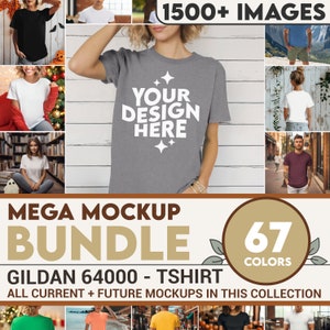Gildan 64000 Mockup Bundle Tshirt, Gildan 64000 Shirt Bundle, Gildan Model Mockups, Whole Section Bundle, Lifestyle Mockups, Mockup Photos