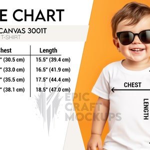 Bella Canvas 3001T Tabla de tallas 3001T Tabla de tallas de camisetas para niños pequeños Bella Canvas 3001T Medidas 3001T Tabla de tallas Bella Canvas Tabla de tallas Niño