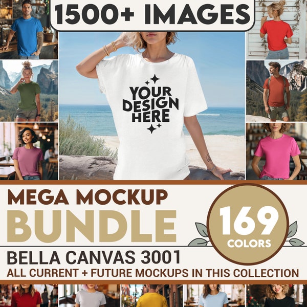 Bella Canvas 3001 Mockup Bundle, 3001 Tshirts Bundle, Bella Canvas Model Mockup Whole Section Bundle, Lifestyle Mockups, Trendy Mocks Shirt
