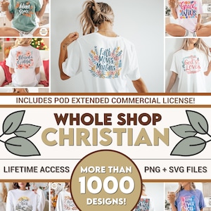 Christian Whole Shop Bundle PNG SVG, Scripture God Quotes Christian Religious Designs Jesus Christ, Tshirt Faith Clothing Bible Shirt Holy
