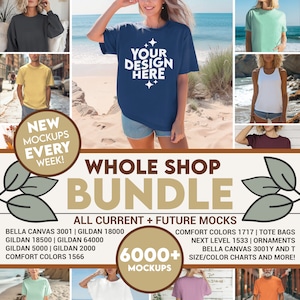 Whole Shop Mockup Bundle, Full Access Digital Mock ups, Diverse Lifestyle Mocks, Gildan Bundle, Bella Canvas 3001 Bundle Mega Shop Deal image 1