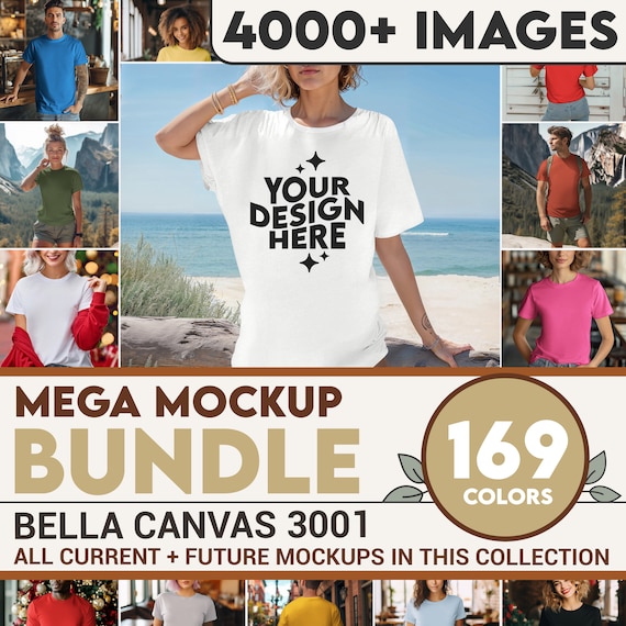 Bella Canvas 3001 Mockup Bundle, 3001 Tshirts Bundle, Bella Canvas Model Mockup Whole Section Bundle, Lifestyle Mockups, Trendy Mocks Shirt