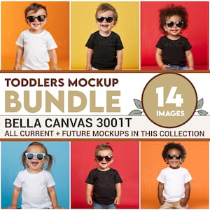 Bella Canvas 3001T Mockup Bundle Toddler Tshirt, Kids Shirt Mockup Small Boys and Girls, Studio Lighting Mock Ups Baby POD BC 3001T Trendy image 1