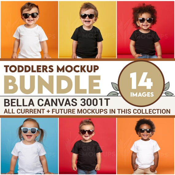 Bella Canvas 3001T Mockup Bundle Toddler Tshirt, Kids Shirt Mockup Small Boys and Girls, Studio Lighting Mock Ups Baby POD BC 3001T Trendy