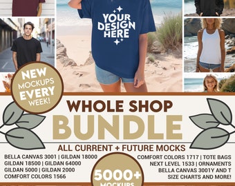 Whole Shop Mockup Bundle, Full Access Digital Mock ups, Diverse Lifestyle Mocks, Gildan Bundle, Bella Canvas 3001 Bundle Mega Shop Deal