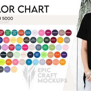 Color Chart Gildan 5000 Tshirt Women, Color Table POD G5000 Tee, T-Shirt Color Guide Gildan 5000 Color Profile Woman