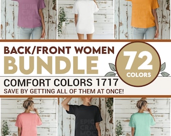 Back and Front Bundle Comfort Colors 1717 Mockup Tshirt POD Boho Style, CC1717 Shirt Mock-up Bundle Model Back Casual Holiday Neutral Mocks