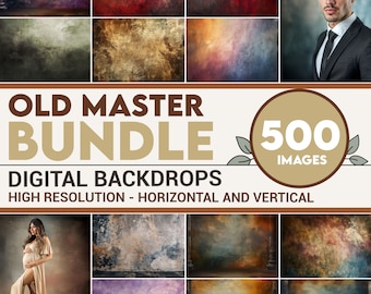 OLD MASTER Bundle Photography Background Backdrop, Vertical Portrait Background Photoshop Horizontal Studio Digital Backdrop Texture Overlay