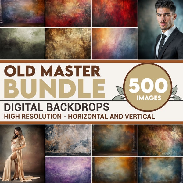 OLD MASTER Bundle Photography Background Backdrop, Vertical Portrait Background Photoshop Horizontal Studio Digital Backdrop Texture Overlay