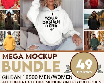 Gildan 18500 Mockup Bundle, 18500 Hoodie Bundle Black White Red, Model Mockups, Whole Section Bundle, Lifestyle Mockups Sweatshirt Oversized
