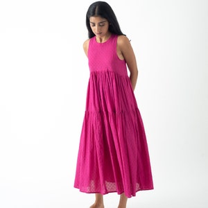 Sleeveless Cotton Summer Dress, Midi Dress, Breezy Fit Casual Dress, Modest Neckline Tunic, Organic Cotton, Plus Size, Custom Fit