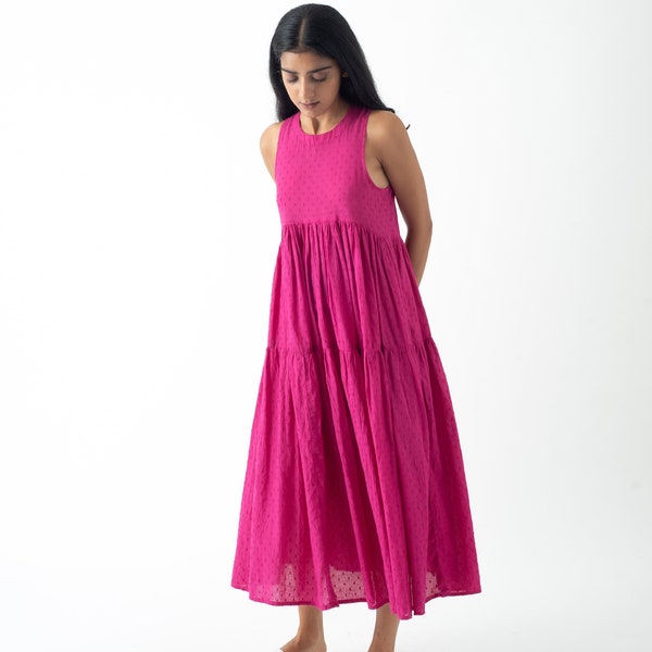 Weiches Baumwollkleid, lockere Baumwolltunika, rosa Kleid, lässiges Kleid mit Taschen, gewaschene Bio-Baumwolle, Plus Size, individuelle Größe, Umstandsmode