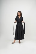 Wrap Dress, Kimono Tie-up Belt dress, Cotton Summer V Neck Dress, Long slit Dress, Deep Neck Maxi Knot dress, Plus Size Custom Clothing product logo